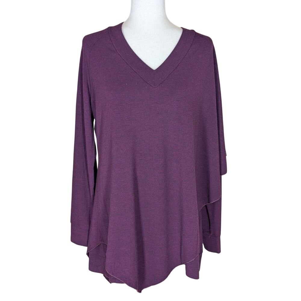 Soft Surrounding Madeleine Tunic Blouse Top V-Neck Size Large Plum Purple - Picture 2 of 11